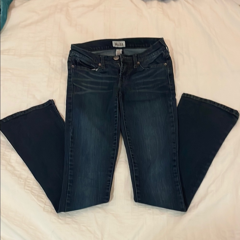 Mudd Low Rise Dark Blue Flare Wide Leg Jeans